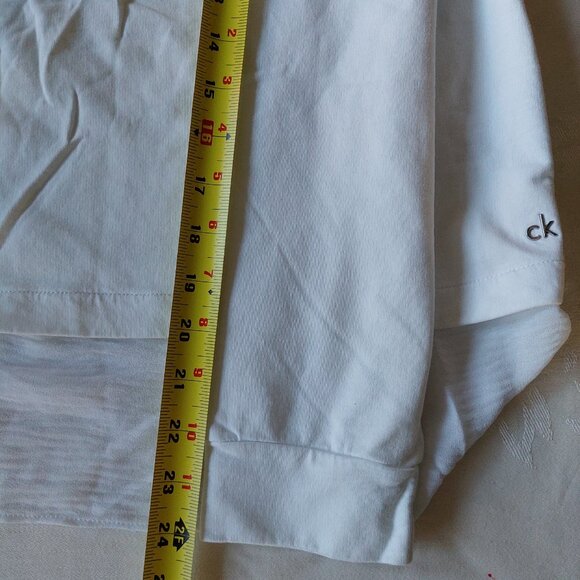 Calvin Klein White Long Sleeve Top Lace V-neck Insert & Sheer Layered Hem Sz XL - Picture 8 of 10